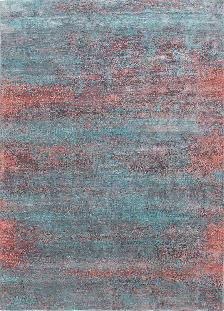  blue wool and bamboo silk hand knotted Rug
