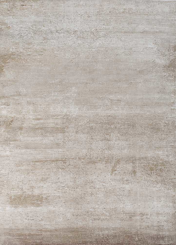  ivory wool and bamboo silk hand knotted Rug