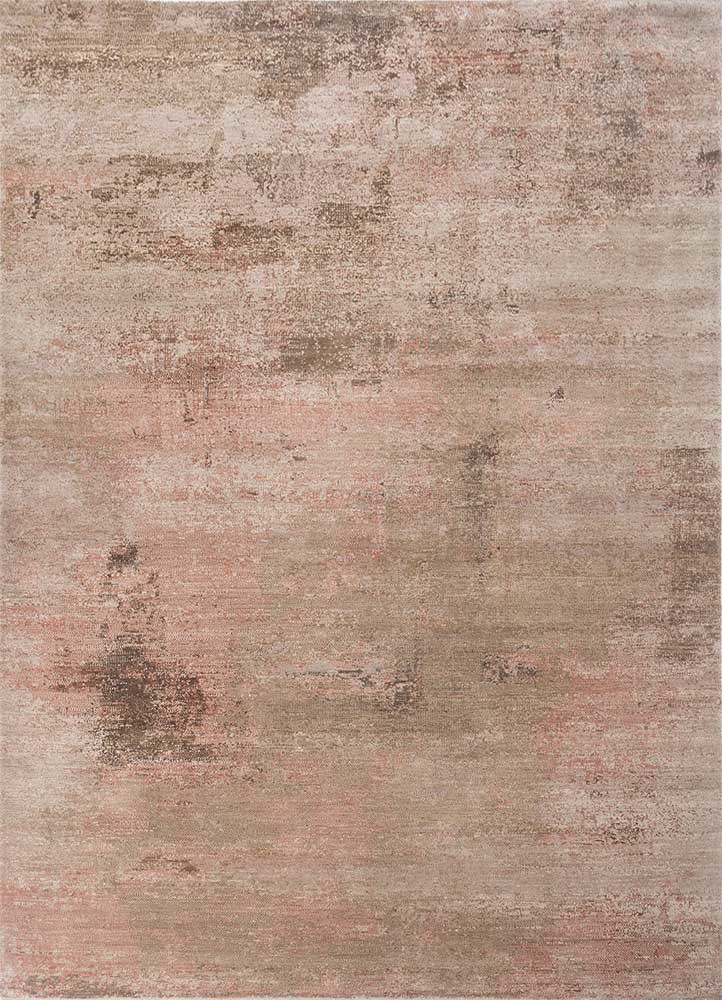  beige and brown wool and bamboo silk hand knotted Rug