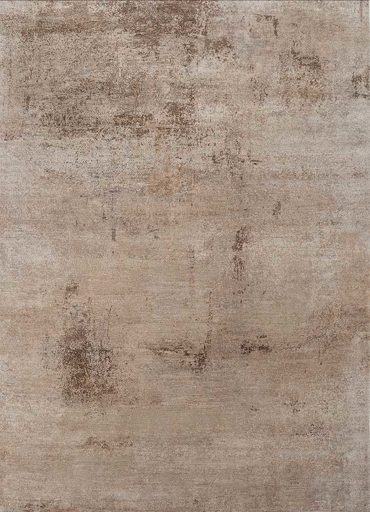 ivory wool and bamboo silk hand knotted Rug