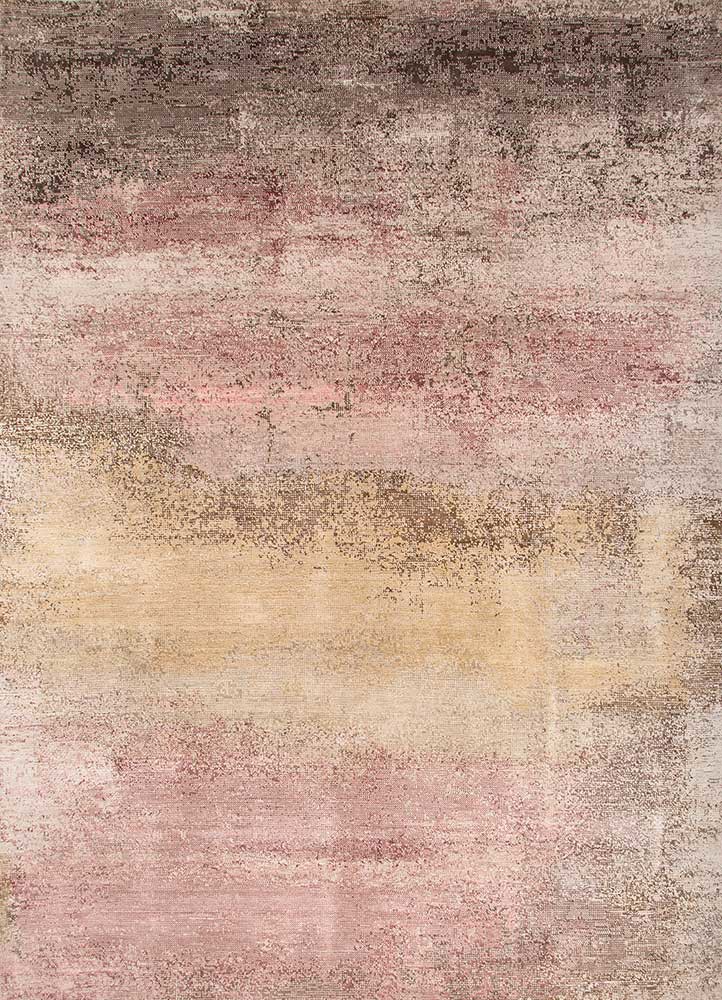  ivory wool and bamboo silk hand knotted Rug