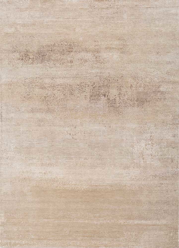  ivory wool and bamboo silk hand knotted Rug