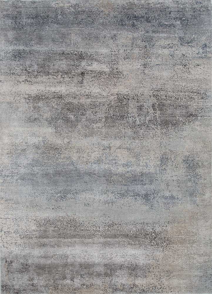 grey and black wool and bamboo silk hand knotted Rug
