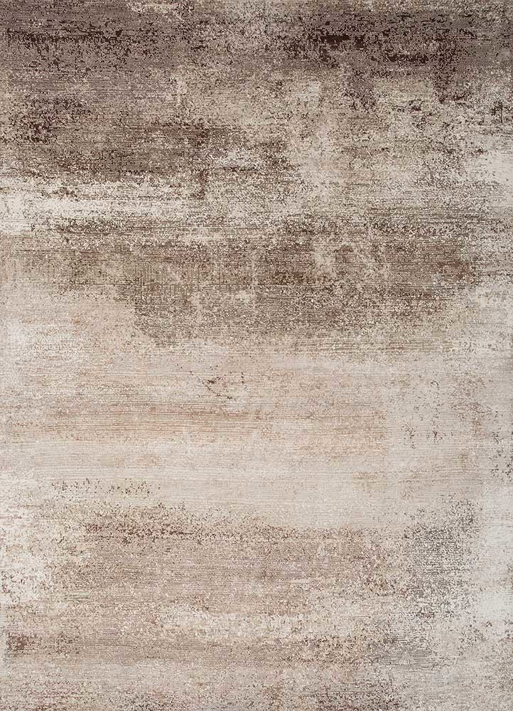  ivory wool and bamboo silk hand knotted Rug