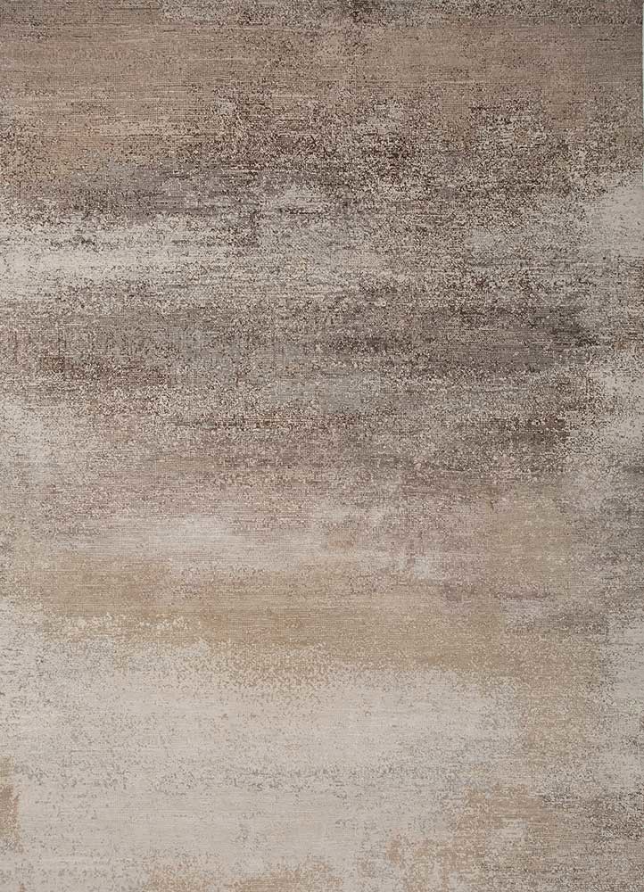  ivory wool and bamboo silk hand knotted Rug