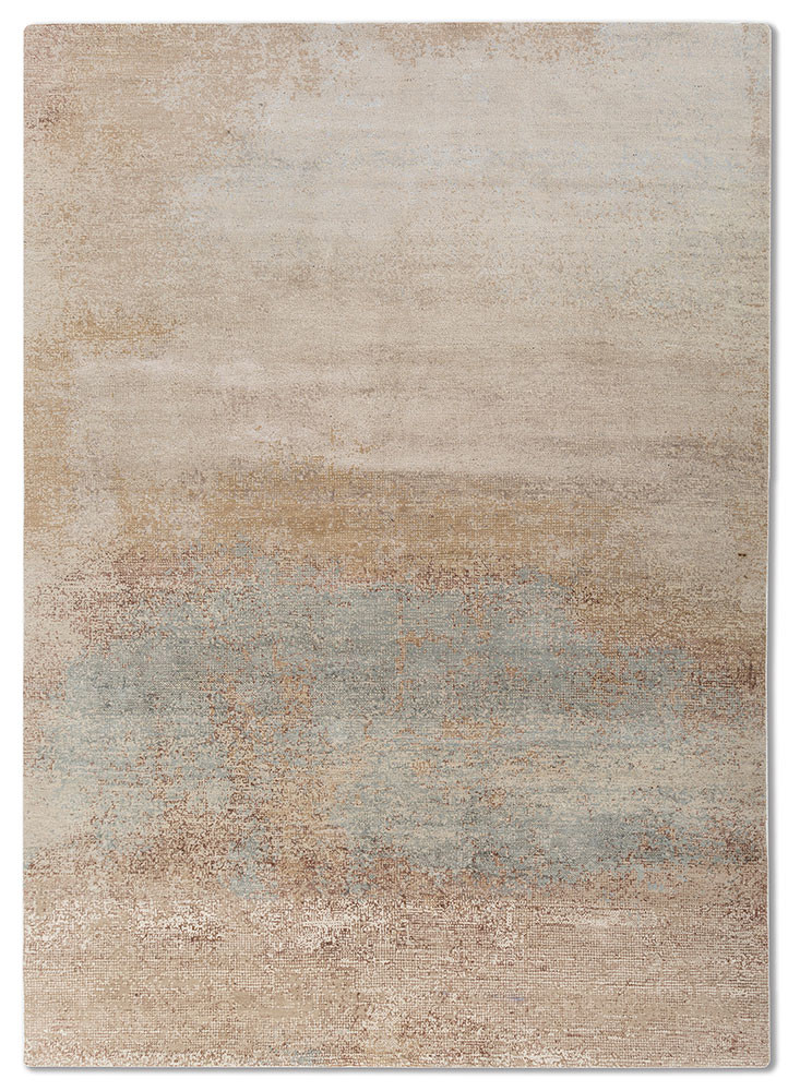  ivory wool and bamboo silk hand knotted Rug