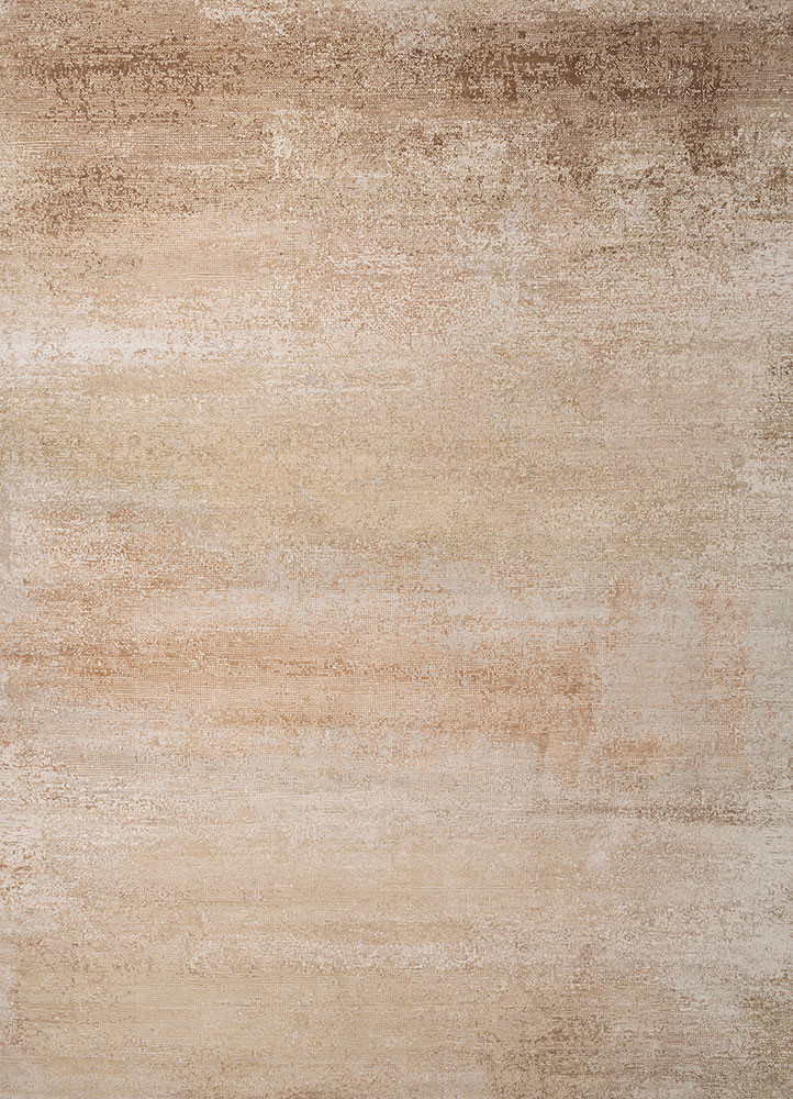  ivory wool and bamboo silk hand knotted Rug