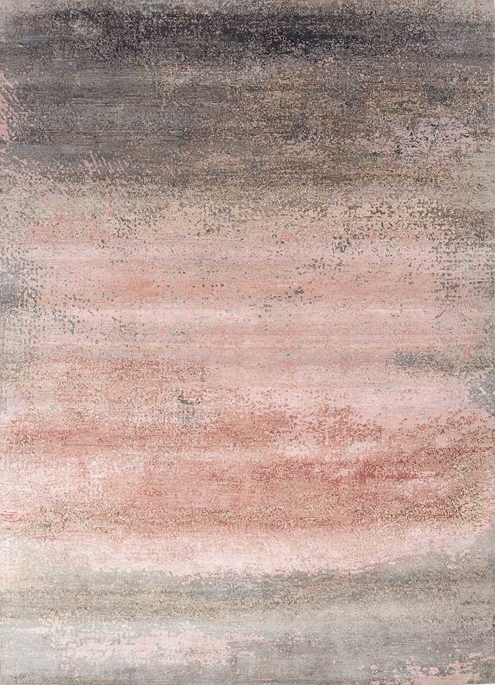  grey and black wool and bamboo silk hand knotted Rug