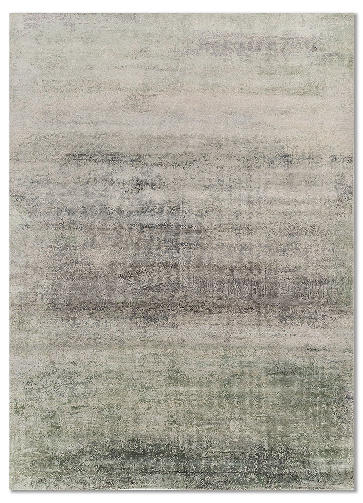 blue blue wool and bamboo silk hand knotted Rug