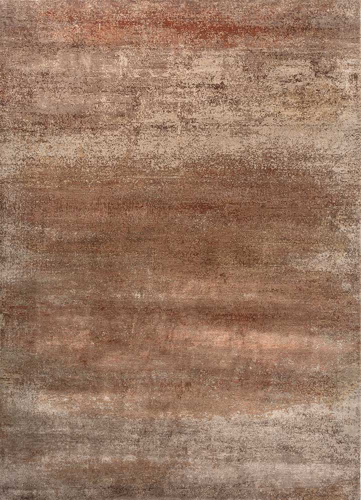 beige and brown beige and brown wool and bamboo silk hand knotted Rug