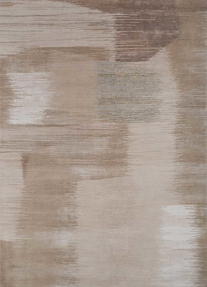  ivory wool and bamboo silk hand knotted Rug