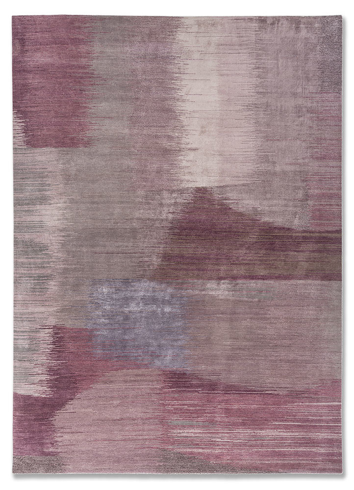  pink and purple wool and bamboo silk hand knotted Rug