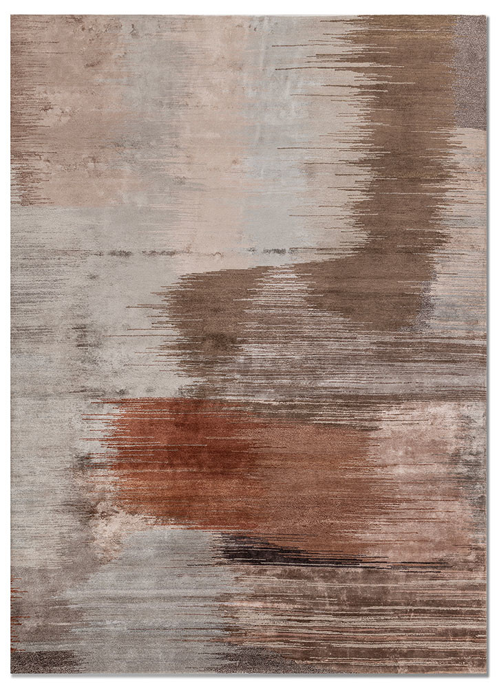 afterglow by kavi beige and brown wool and bamboo silk hand knotted Rug - HeadShot afterglow by kavi beige and brown wool and bamboo silk hand knotted Rug - HeadShot