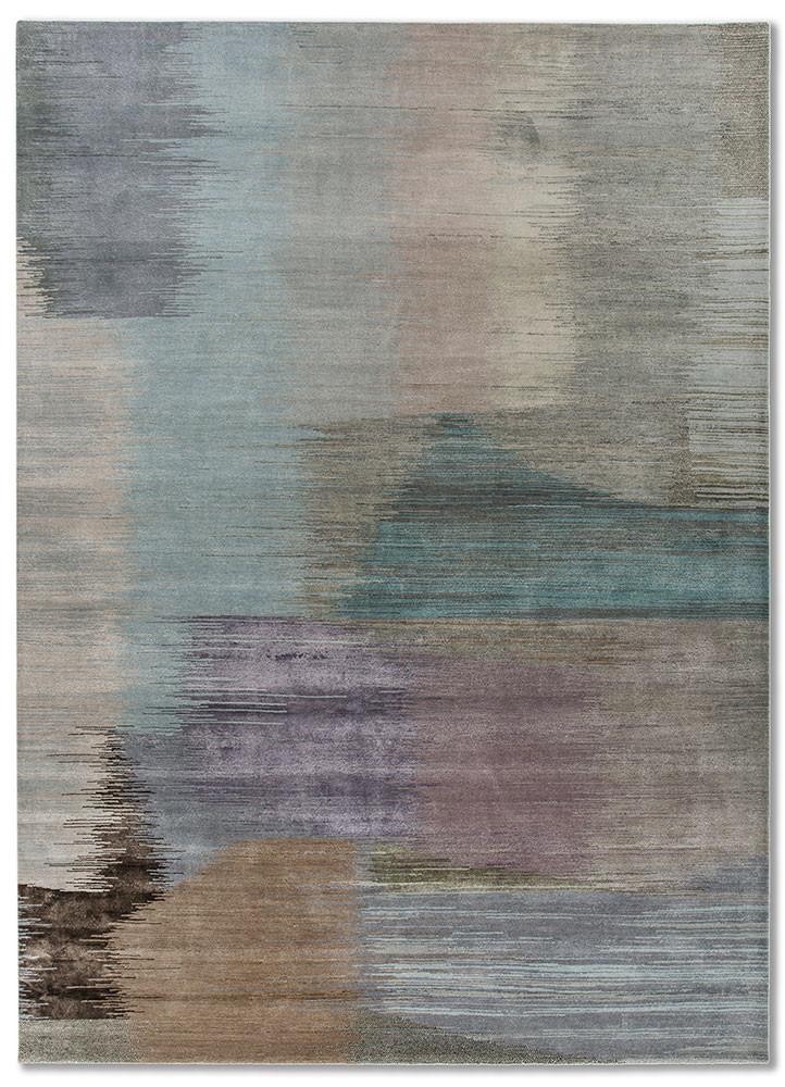  grey and black wool and bamboo silk hand knotted Rug