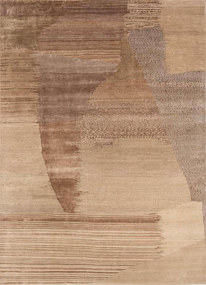 afterglow by kavi beige and brown wool and bamboo silk hand knotted Rug - HeadShot afterglow by kavi beige and brown wool and bamboo silk hand knotted Rug - HeadShot