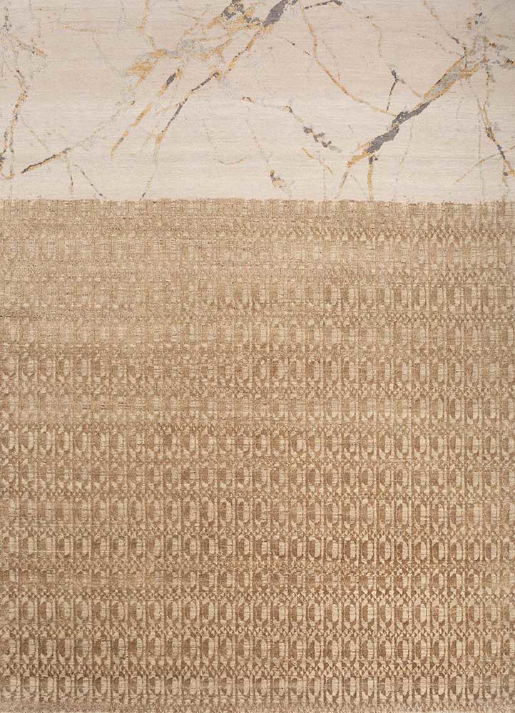 aakar by kavi ivory wool and bamboo silk hand knotted Rug - HeadShot