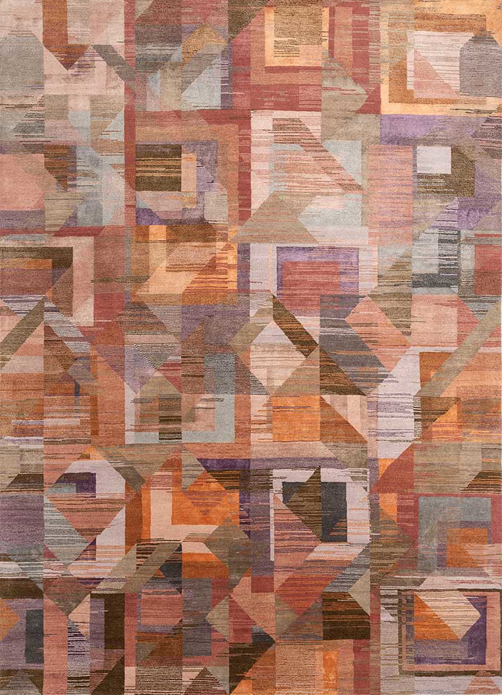 pink and purple pink and purple wool and bamboo silk hand knotted Rug