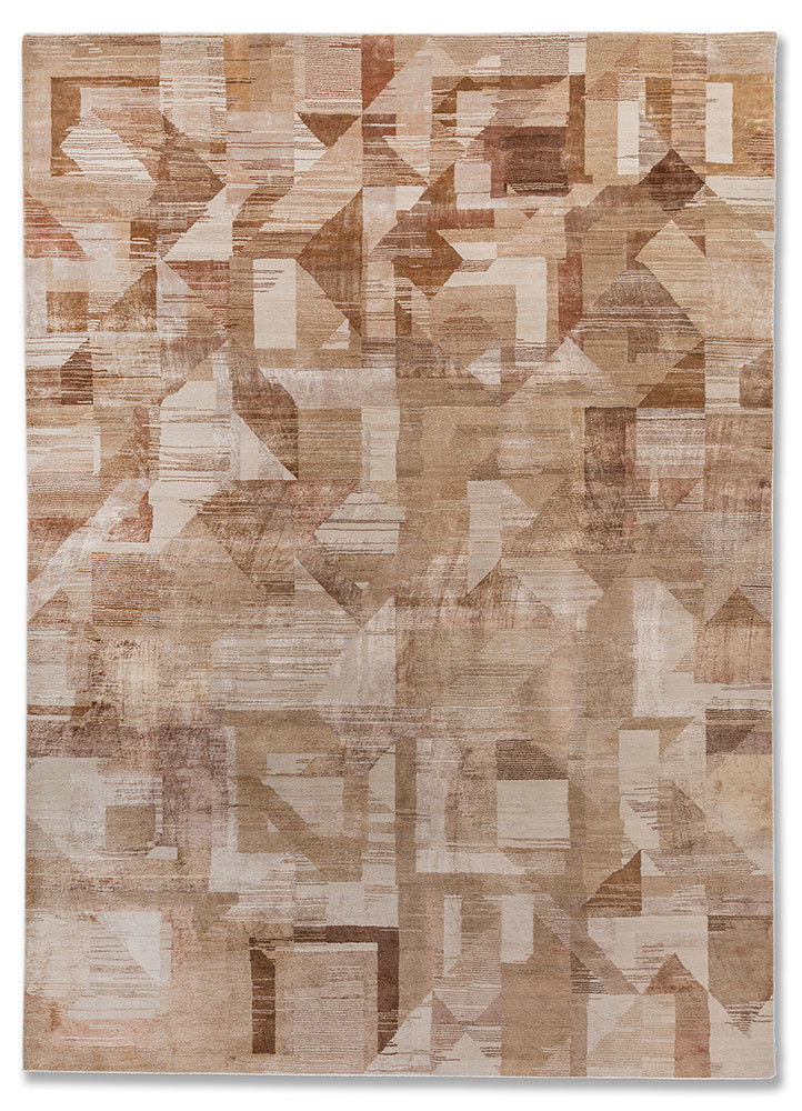 afterglow by kavi ivory wool and bamboo silk hand knotted Rug - HeadShot