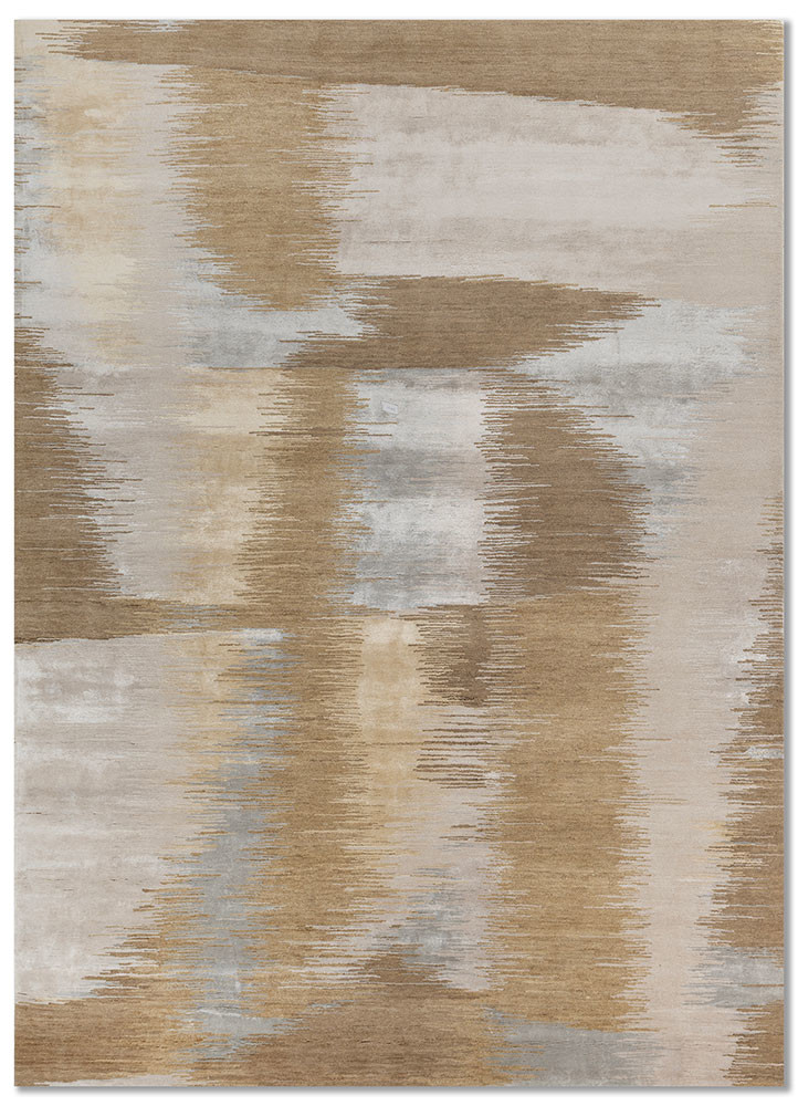  ivory wool and bamboo silk hand knotted Rug