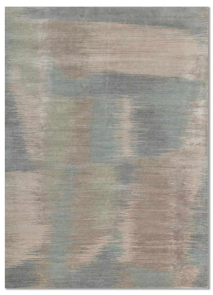  ivory wool and bamboo silk hand knotted Rug