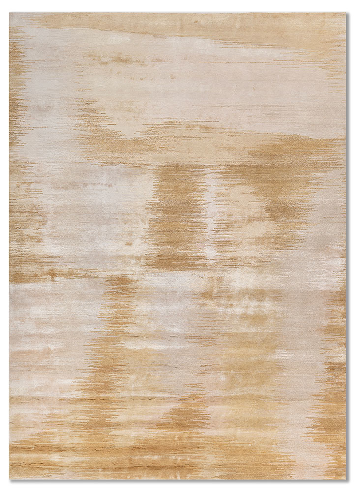 ivory ivory wool and bamboo silk hand knotted Rug
