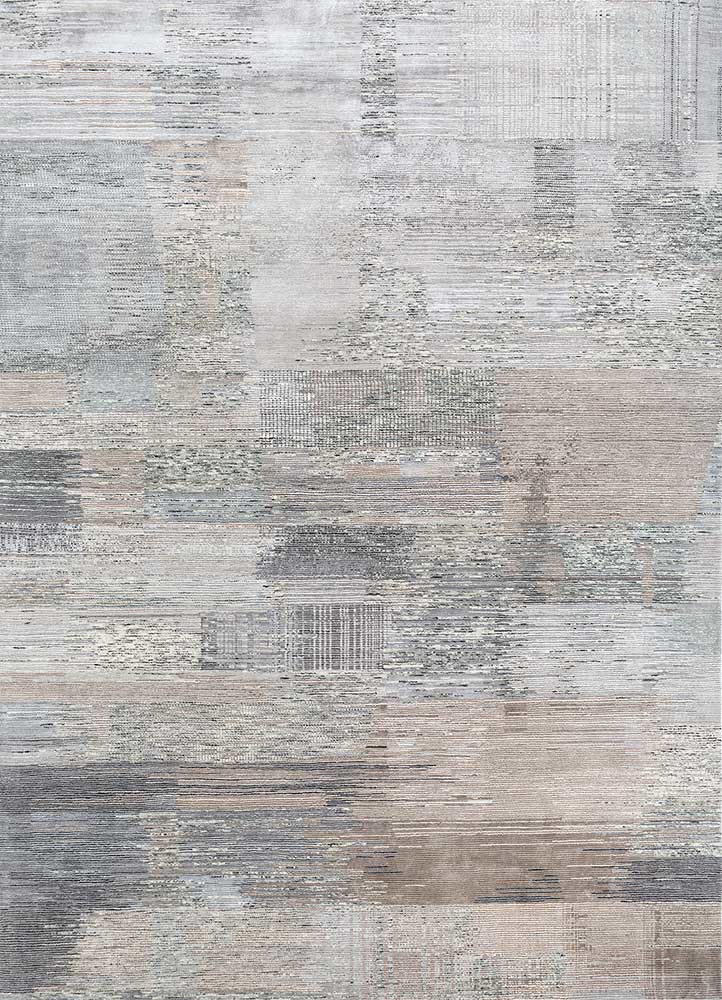 afterglow by kavi grey and black wool and bamboo silk hand knotted Rug - HeadShot