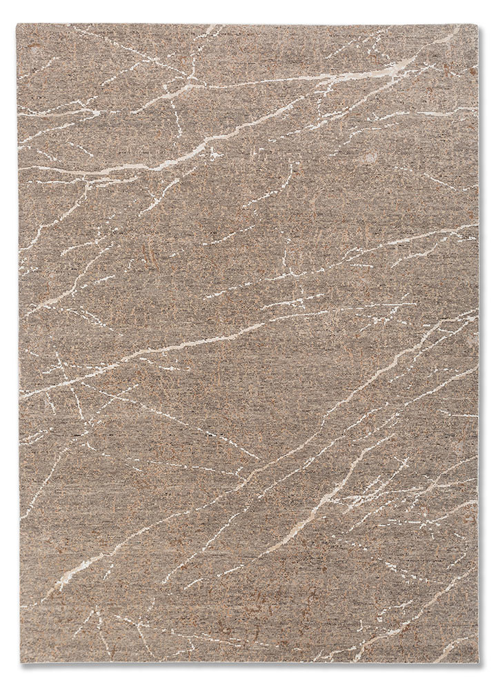 urban pause by kavi beige and brown wool and bamboo silk hand knotted Rug