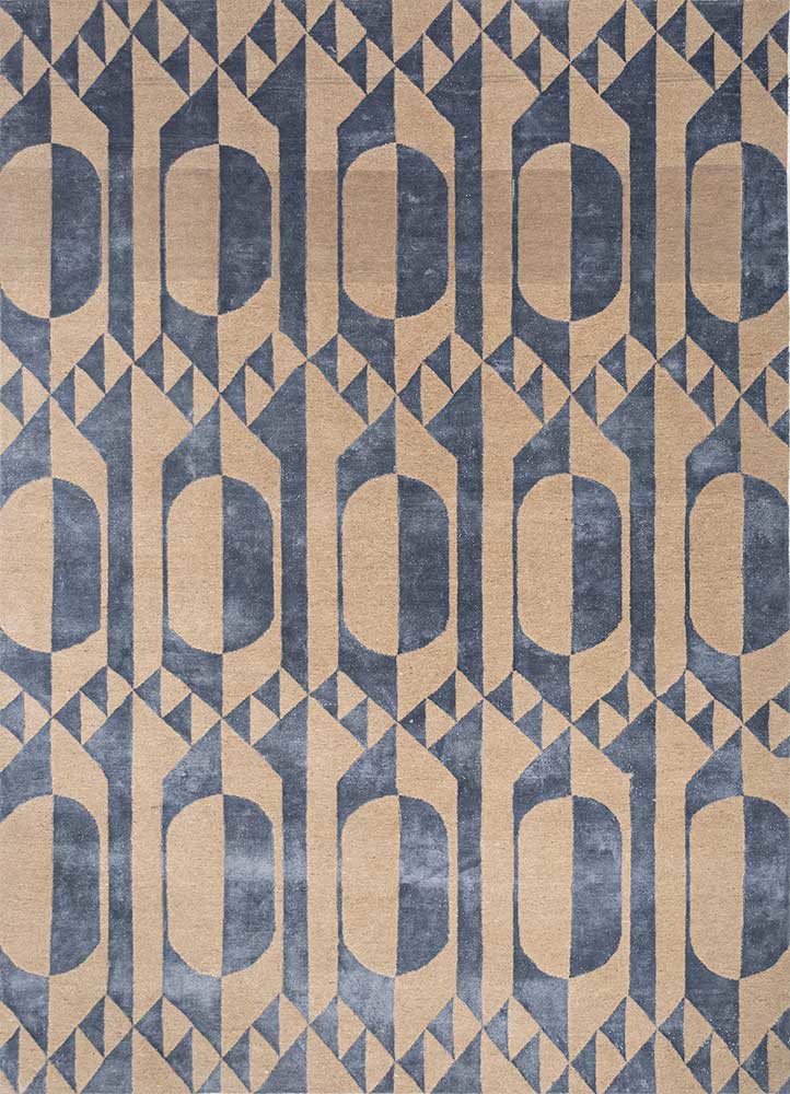 aakar by kavi beige and brown wool and bamboo silk hand knotted Rug - HeadShot