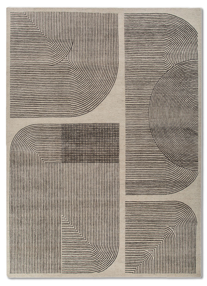  ivory wool and bamboo silk hand knotted Rug