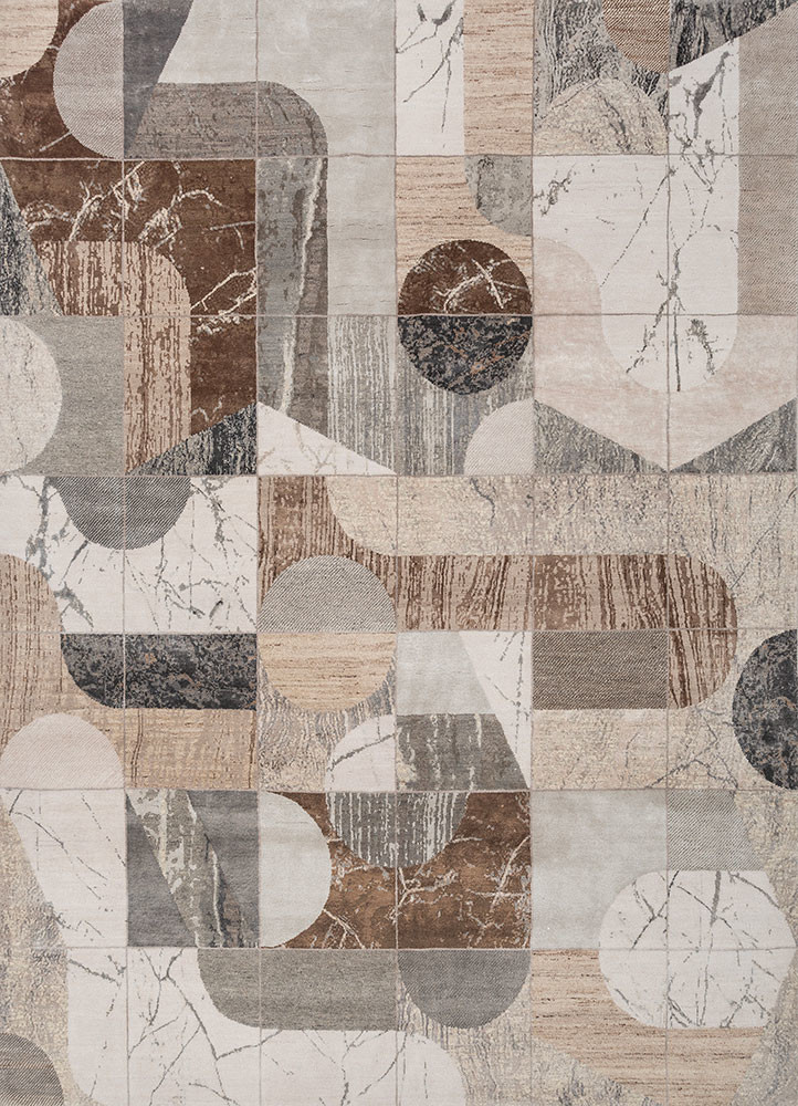aakar by kavi ivory wool and bamboo silk hand knotted Rug - HeadShot