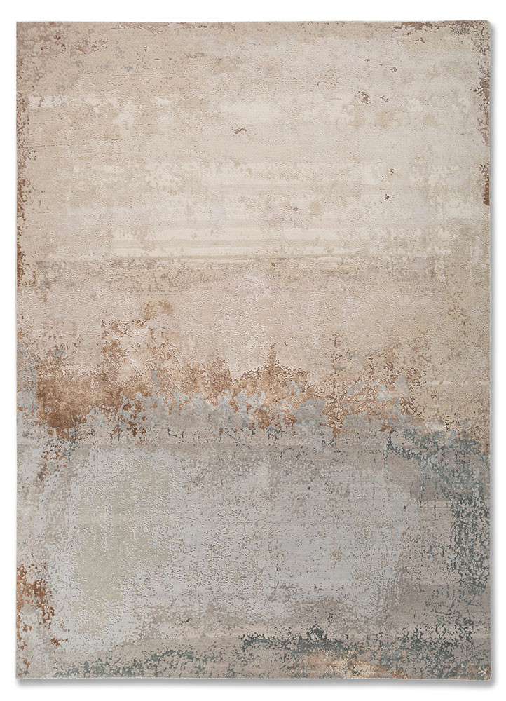 hidden by kavi ivory wool and bamboo silk hand knotted Rug - HeadShot