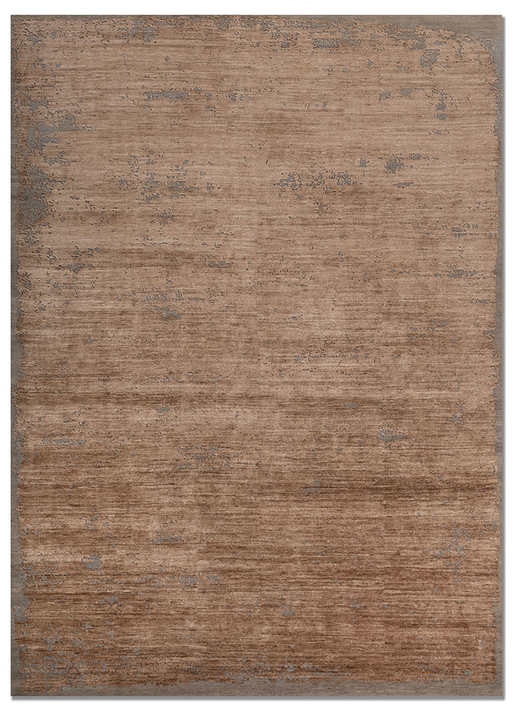 beige and brown beige and brown tencil hand knotted Rug