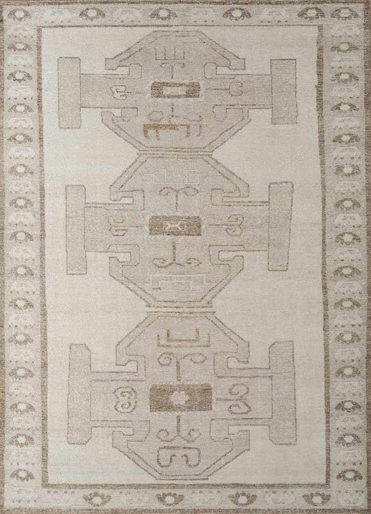 thyme ivory wool hand knotted Rug - HeadShot