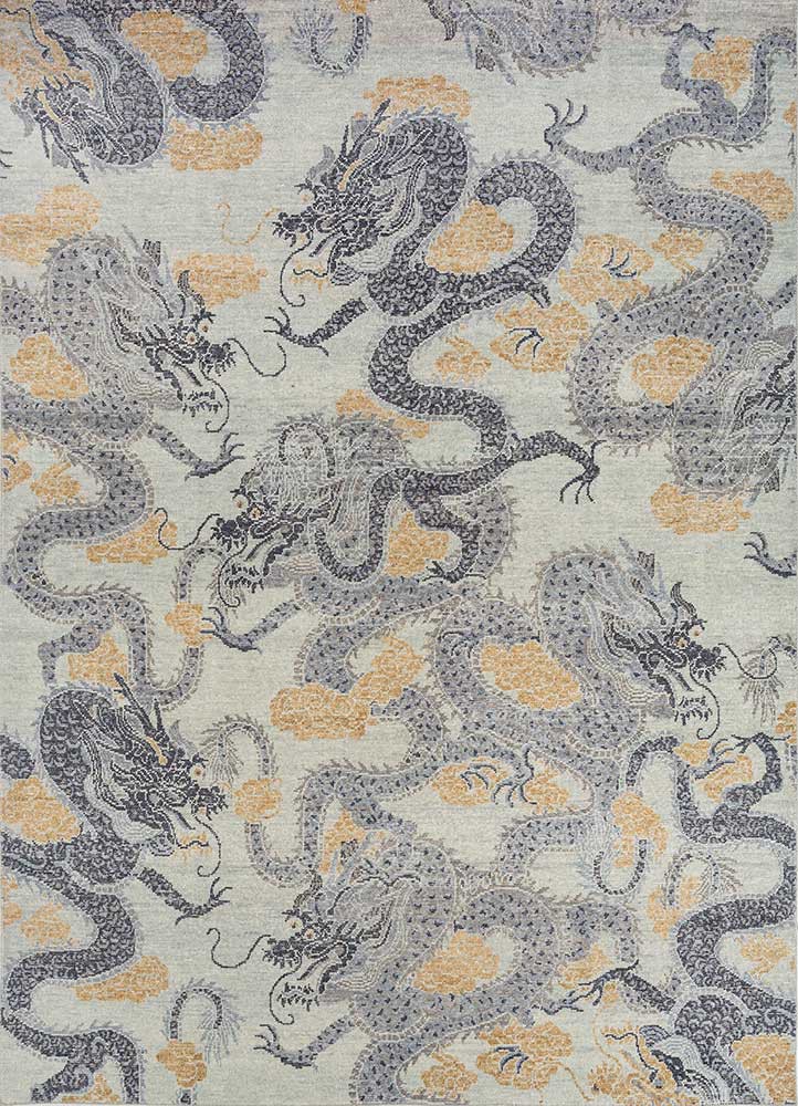 erbe blue wool hand knotted Rug - HeadShot erbe blue wool hand knotted Rug - HeadShot
