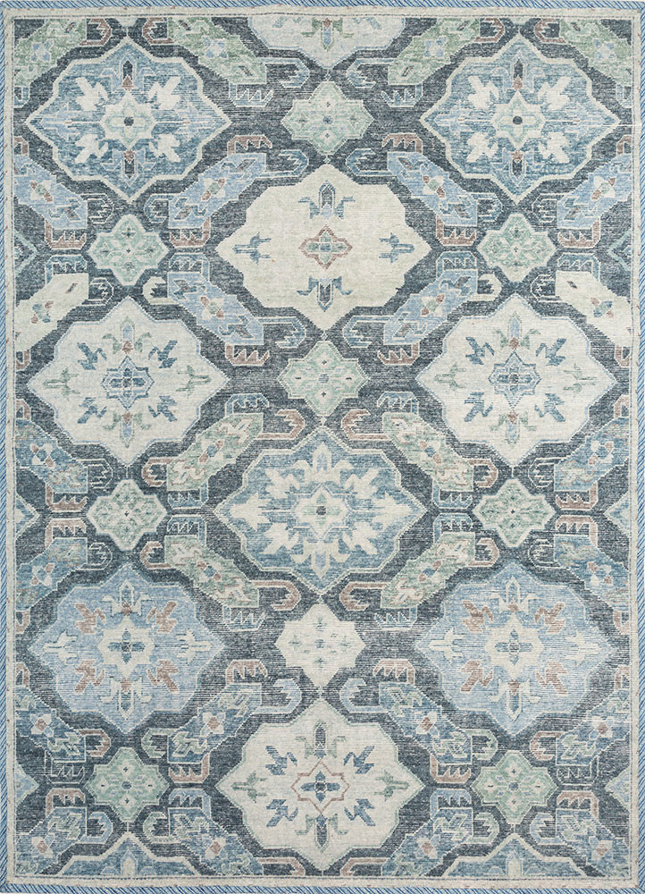 erbe blue wool hand knotted Rug - HeadShot erbe blue wool hand knotted Rug - HeadShot