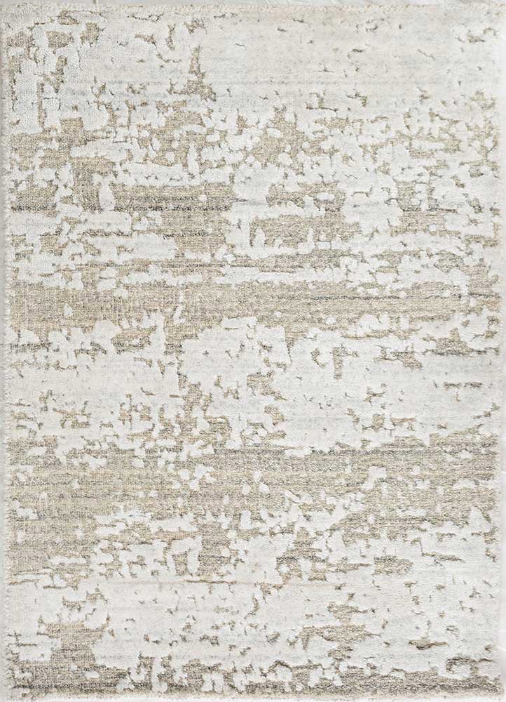 saga beige and brown wool and viscose hand loom Rug - HeadShot