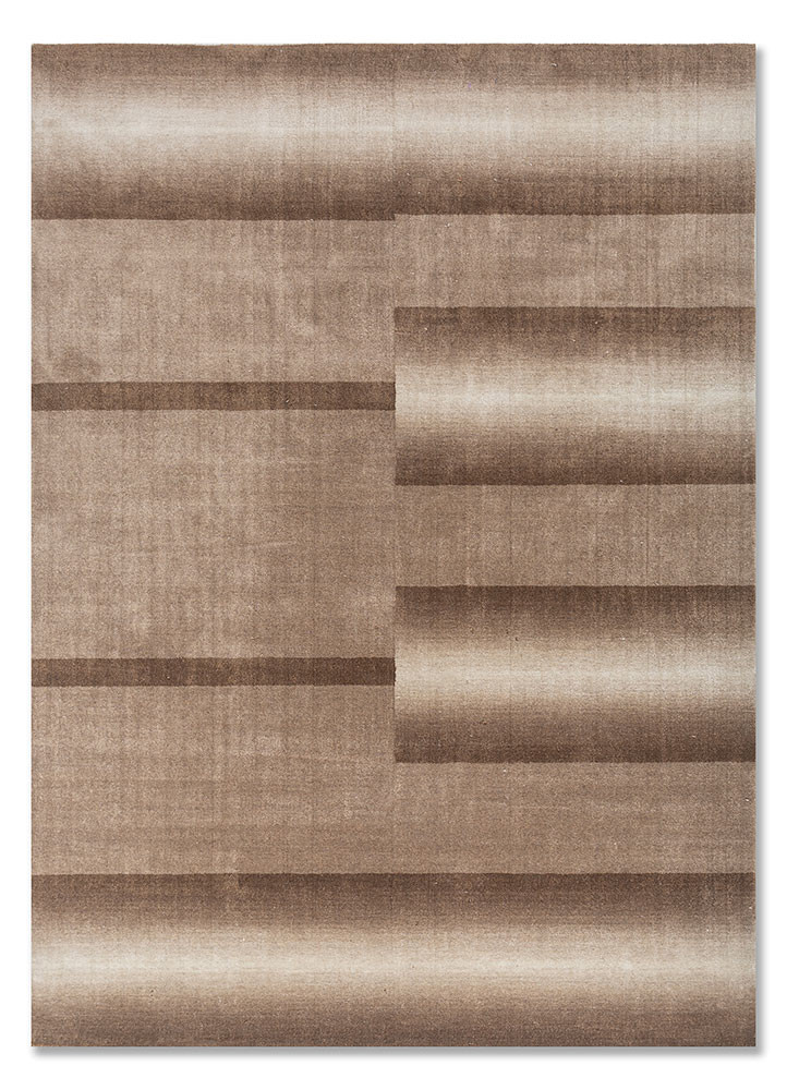 jean beige and brown nylon hand loom Rug - HeadShot
