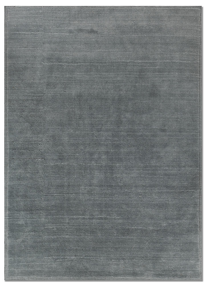 basis blue polyester hand loom Rug - HeadShot