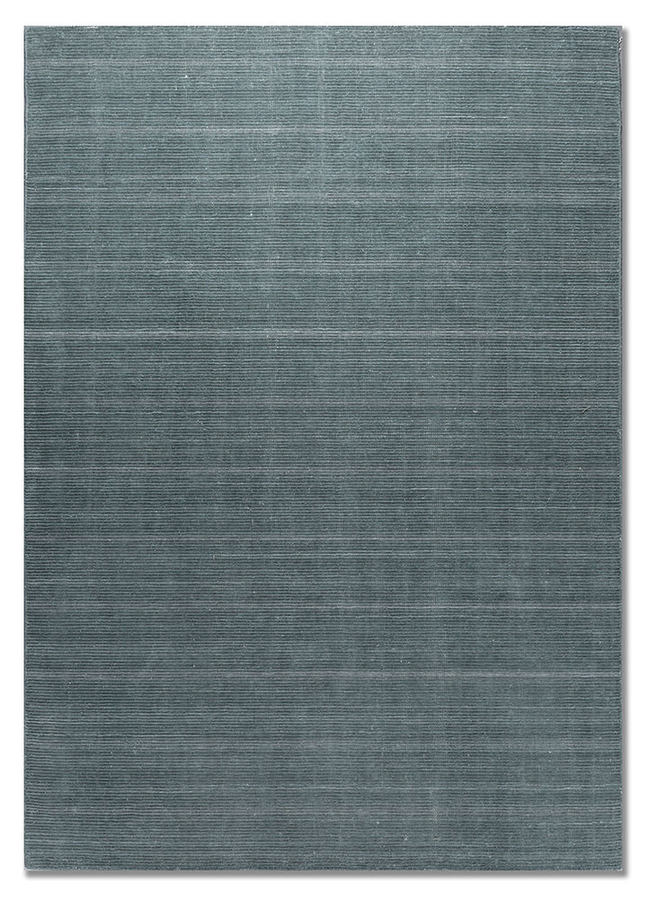 basis blue polyester hand loom Rug - HeadShot