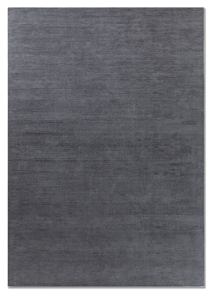 aprezo grey and black viscose hand loom Rug - HeadShot