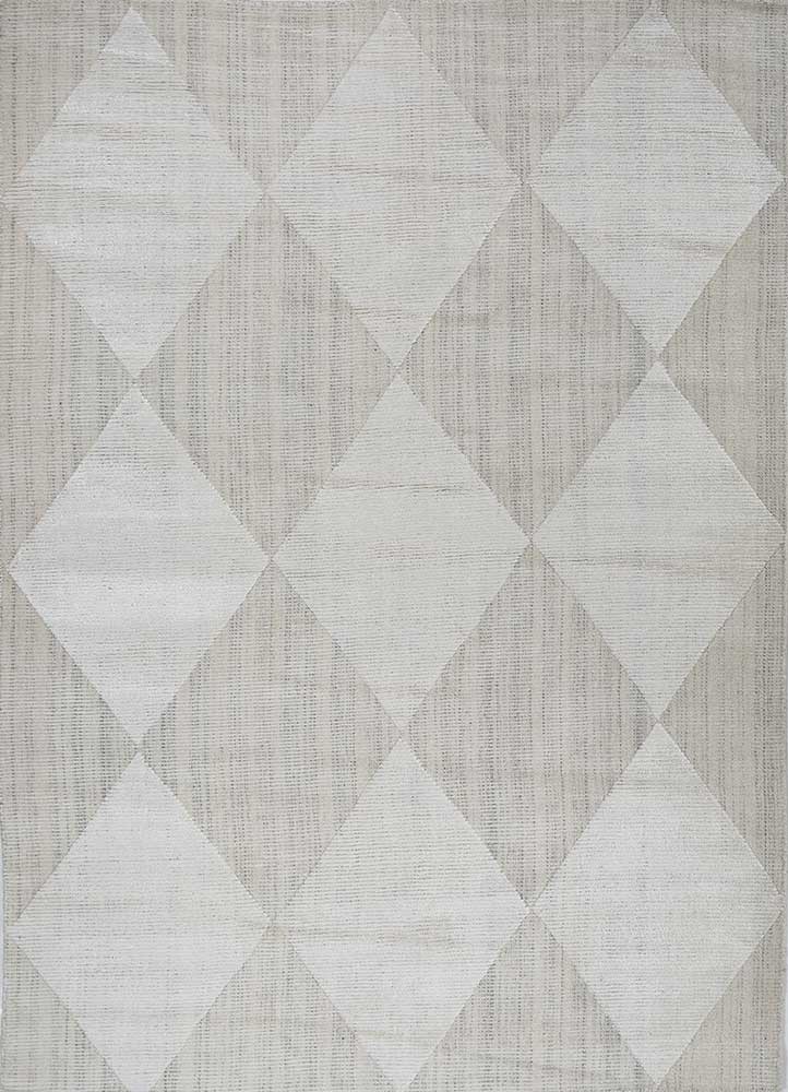 konstrukt ivory wool and bamboo silk hand loom Rug - HeadShot