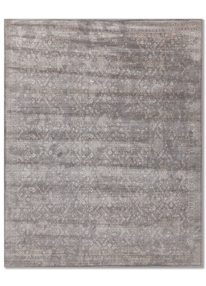 konstrukt beige and brown wool and bamboo silk hand loom Rug