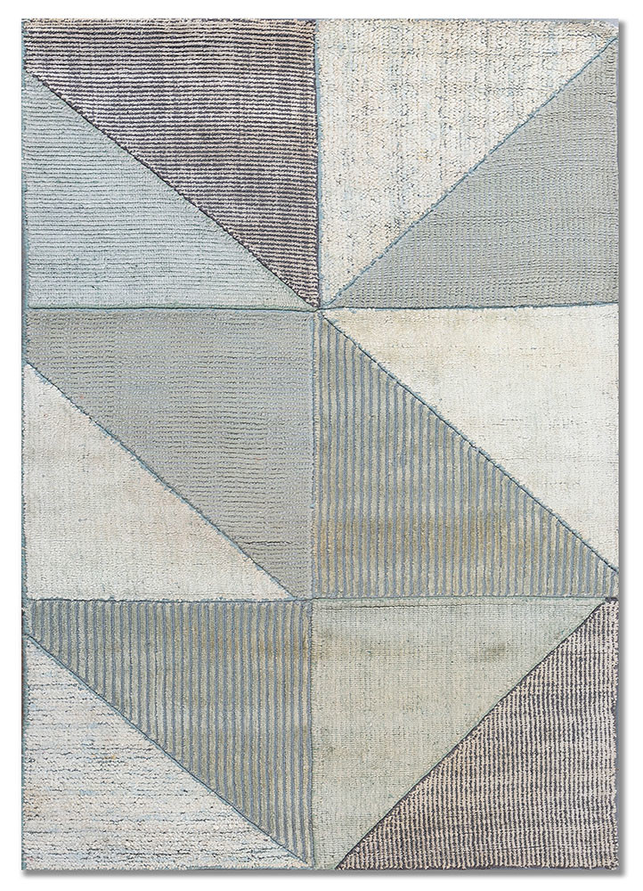 aprezo ivory wool and bamboo silk hand loom Rug - HeadShot