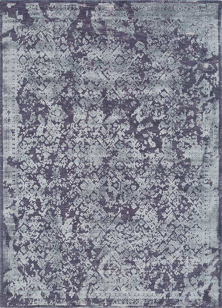  blue wool and bamboo silk hand loom Rug