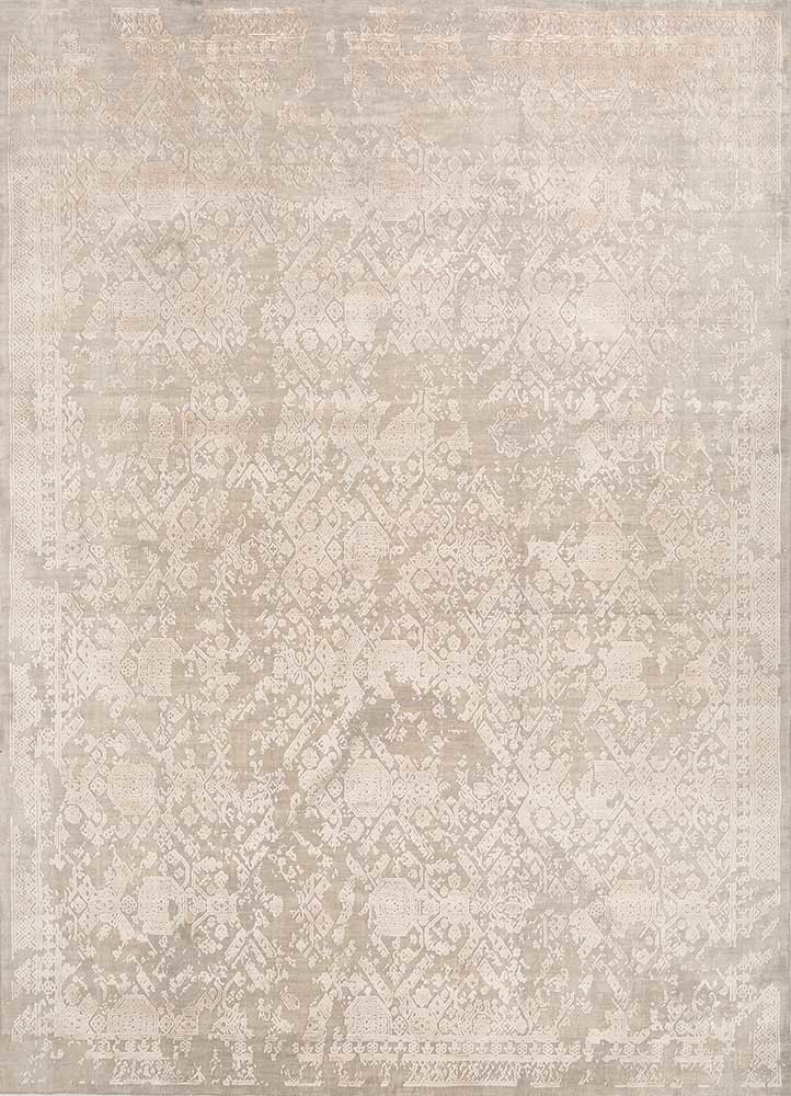 konstrukt blue wool and bamboo silk hand loom Rug