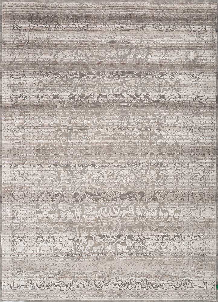 konstrukt blue wool and bamboo silk hand loom Rug