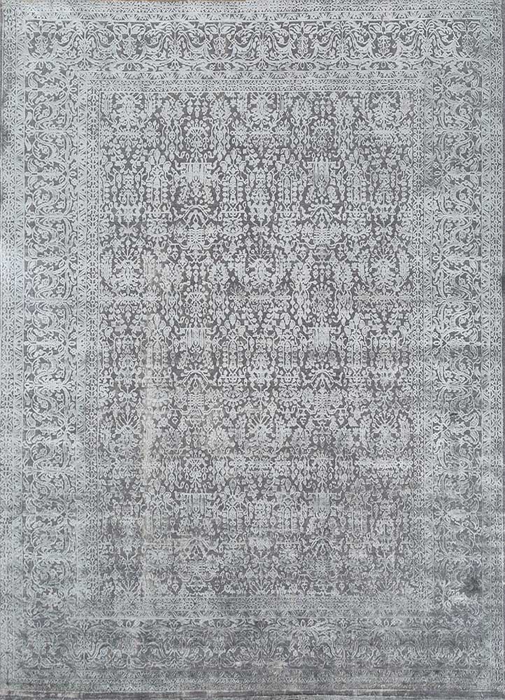 konstrukt blue wool and bamboo silk hand loom Rug - HeadShot