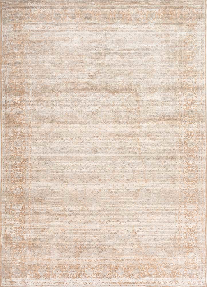 konstrukt red and orange wool and bamboo silk hand loom Rug - HeadShot