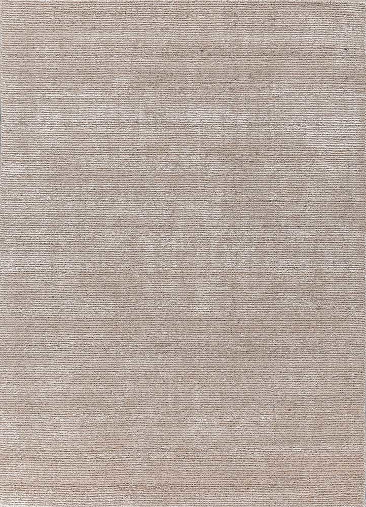 konstrukt beige and brown wool and bamboo silk hand loom Rug - HeadShot