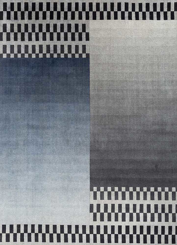 jean grey and black wool hand loom Rug - HeadShot